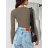imageREORIA Womens Long Sleeve Shirts Basic Ribbed Crop Tops Fall Fashion Layering Slim Fitted Y2k TopsGrey Brown