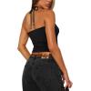 imageREORIA Womens Sexy Halter Backless Double Lined Tank Top Y2k Trendy Camisole Crop TopsBlack