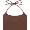 imageREORIA Womens Sexy Halter Backless Double Lined Tank Top Y2k Trendy Camisole Crop TopsCoffee