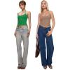 imageREORIA Womens Sexy Halter Backless Double Lined Tank Top Y2k Trendy Camisole Crop TopsGreen