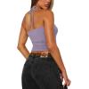 imageREORIA Womens Sexy Halter Backless Double Lined Tank Top Y2k Trendy Camisole Crop TopsHazy Lilac