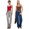 imageREORIA Womens Sexy Halter Backless Double Lined Tank Top Y2k Trendy Camisole Crop TopsRed