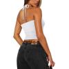 imageREORIA Womens Sexy Halter Backless Double Lined Tank Top Y2k Trendy Camisole Crop TopsWhite