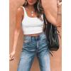 imageREORIA Womens Sexy Square Neck Double Lined Seamless Sleeveless Cropped Tank Yoga Crop Basic Tops01white