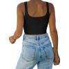imageREORIA Womens Sexy Square Neck Double Lined Seamless Sleeveless Cropped Tank Yoga Crop Basic Tops02black