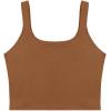 imageREORIA Womens Sexy Square Neck Double Lined Seamless Sleeveless Cropped Tank Yoga Crop Basic TopsBrown