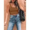 imageREORIA Womens Sexy Square Neck Double Lined Seamless Sleeveless Cropped Tank Yoga Crop Basic TopsBrown