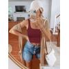 imageREORIA Womens Sexy Square Neck Double Lined Seamless Sleeveless Cropped Tank Yoga Crop Basic TopsBurgundy