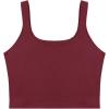 imageREORIA Womens Sexy Square Neck Double Lined Seamless Sleeveless Cropped Tank Yoga Crop Basic TopsBurgundy