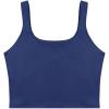 imageREORIA Womens Sexy Square Neck Double Lined Seamless Sleeveless Cropped Tank Yoga Crop Basic TopsDark Blue