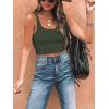 imageREORIA Womens Sexy Square Neck Double Lined Seamless Sleeveless Cropped Tank Yoga Crop Basic TopsGrey