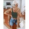 imageREORIA Womens Sexy Square Neck Double Lined Seamless Sleeveless Cropped Tank Yoga Crop Basic TopsGrey