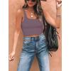 imageREORIA Womens Sexy Square Neck Double Lined Seamless Sleeveless Cropped Tank Yoga Crop Basic TopsGrey Purple