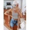 imageREORIA Womens Sexy Square Neck Double Lined Seamless Sleeveless Cropped Tank Yoga Crop Basic TopsLinght Grey