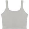 imageREORIA Womens Sexy Square Neck Double Lined Seamless Sleeveless Cropped Tank Yoga Crop Basic TopsLinght Grey