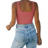 imageREORIA Womens Sexy Square Neck Double Lined Seamless Sleeveless Cropped Tank Yoga Crop Basic TopsMasala