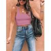 imageREORIA Womens Sexy Square Neck Double Lined Seamless Sleeveless Cropped Tank Yoga Crop Basic TopsMauve Red