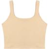 imageREORIA Womens Sexy Square Neck Double Lined Seamless Sleeveless Cropped Tank Yoga Crop Basic TopsNude