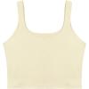 imageREORIA Womens Sexy Square Neck Double Lined Seamless Sleeveless Cropped Tank Yoga Crop Basic TopsOffwhite