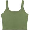 imageREORIA Womens Sexy Square Neck Double Lined Seamless Sleeveless Cropped Tank Yoga Crop Basic TopsOlive Green