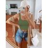 imageREORIA Womens Sexy Square Neck Double Lined Seamless Sleeveless Cropped Tank Yoga Crop Basic TopsOlive Green