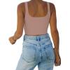 imageREORIA Womens Sexy Square Neck Double Lined Seamless Sleeveless Cropped Tank Yoga Crop Basic TopsPantone