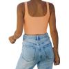imageREORIA Womens Sexy Square Neck Double Lined Seamless Sleeveless Cropped Tank Yoga Crop Basic TopsPeach Fuzz
