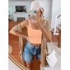 imageREORIA Womens Sexy Square Neck Double Lined Seamless Sleeveless Cropped Tank Yoga Crop Basic TopsPeach Fuzz