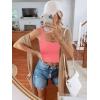 imageREORIA Womens Sexy Square Neck Double Lined Seamless Sleeveless Cropped Tank Yoga Crop Basic TopsPeach Pink