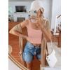 imageREORIA Womens Sexy Square Neck Double Lined Seamless Sleeveless Cropped Tank Yoga Crop Basic TopsPink