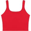 imageREORIA Womens Sexy Square Neck Double Lined Seamless Sleeveless Cropped Tank Yoga Crop Basic TopsRed