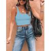 imageREORIA Womens Sexy Square Neck Double Lined Seamless Sleeveless Cropped Tank Yoga Crop Basic TopsSky Blue