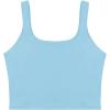 imageREORIA Womens Sexy Square Neck Double Lined Seamless Sleeveless Cropped Tank Yoga Crop Basic TopsSky Blue