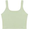 imageREORIA Womens Sexy Square Neck Double Lined Seamless Sleeveless Cropped Tank Yoga Crop Basic TopsTender Greens