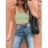 imageREORIA Womens Sexy Square Neck Double Lined Seamless Sleeveless Cropped Tank Yoga Crop Basic TopsTender Greens