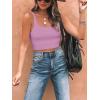 imageREORIA Womens Sexy Square Neck Double Lined Seamless Sleeveless Cropped Tank Yoga Crop Basic TopsViolet