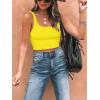 imageREORIA Womens Sexy Square Neck Double Lined Seamless Sleeveless Cropped Tank Yoga Crop Basic TopsYellow