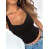 imageREORIA Womens Sexy V Neck Crop Tank Top Y2K Slim Going Out Top Double Lined Basic ShirtBlack
