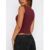 imageREORIA Womens Sexy V Neck Crop Tank Top Y2K Slim Going Out Top Double Lined Basic ShirtBurgundy