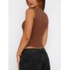 imageREORIA Womens Sexy V Neck Crop Tank Top Y2K Slim Going Out Top Double Lined Basic ShirtCoffee
