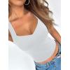 imageREORIA Womens Sexy V Neck Crop Tank Top Y2K Slim Going Out Top Double Lined Basic ShirtWhite