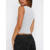 imageREORIA Womens Sexy V Neck Crop Tank Top Y2K Slim Going Out Top Double Lined Basic ShirtWhite