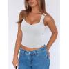 imageREORIA Womens Sexy V Neck Crop Tank Top Y2K Slim Going Out Top Double Lined Basic ShirtWhite