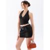 imageREORIA Womens Sexy V Neck Lace Halter Backless Going Out Double Lined Y2K Trendy Cropped Tank TopsBlack