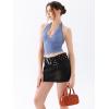 imageREORIA Womens Sexy V Neck Lace Halter Backless Going Out Double Lined Y2K Trendy Cropped Tank TopsBlue