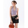 imageREORIA Womens Sexy V Neck Lace Halter Backless Going Out Double Lined Y2K Trendy Cropped Tank TopsLight Purple