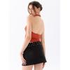 imageREORIA Womens Sexy V Neck Lace Halter Backless Going Out Double Lined Y2K Trendy Cropped Tank TopsRust Red