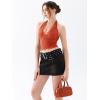 imageREORIA Womens Sexy V Neck Lace Halter Backless Going Out Double Lined Y2K Trendy Cropped Tank TopsRust Red