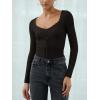 imageREORIA Womens Sweaters Trendy Y2K Sweetheart Neck Ruffle Trim Long Sleeve Lightweight Fitted Crop Tops Knit SweatersBlack