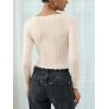 imageREORIA Womens Sweaters Trendy Y2K Sweetheart Neck Ruffle Trim Long Sleeve Lightweight Fitted Crop Tops Knit SweatersOffwhite